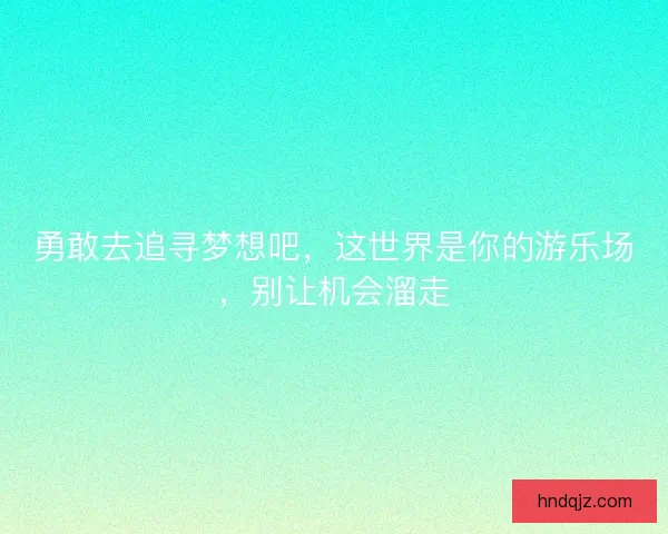 勇敢去追寻梦想吧，这世界是你的游乐场，别让机会溜走